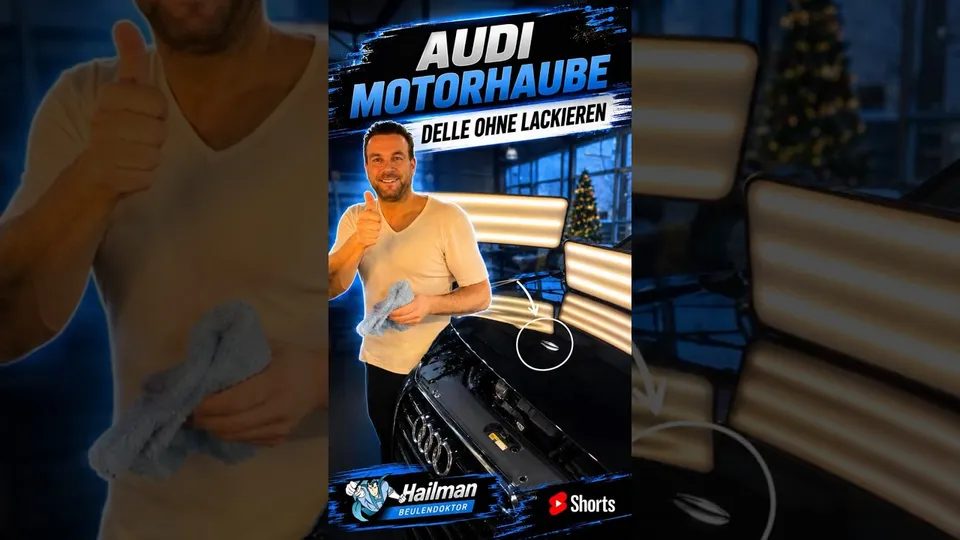 Vorschaubild: Delle an einer Audi-Motorhaube ohne Lackieren entfernt